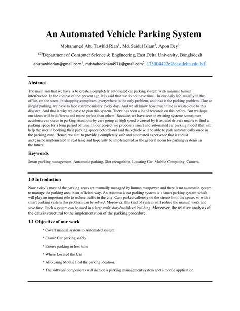 Car Parking Management System Project Proposal