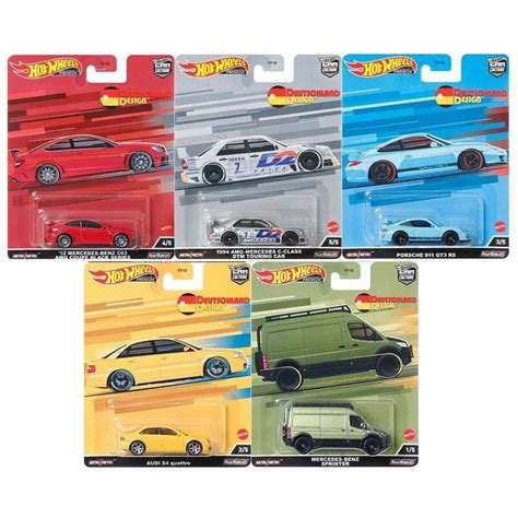 Hot Wheels Set 5 Miniaturas Deutschland Design Car Culture FPY86 Carrinho De Brinquedo