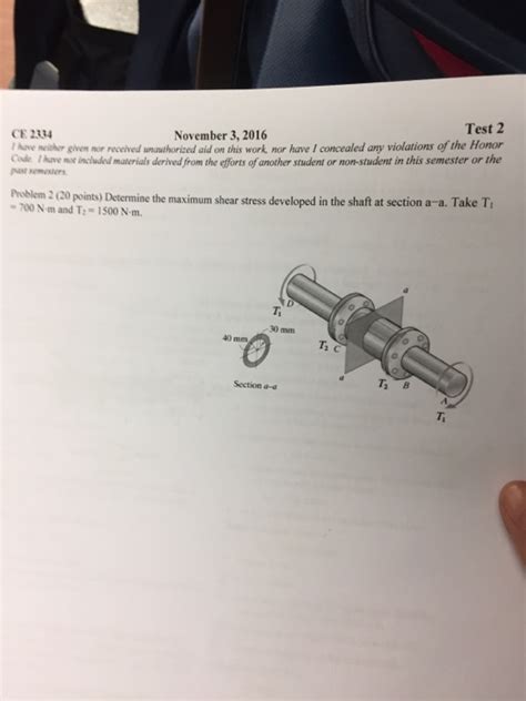 Solved Determine the maximum shear stress developed in the | Chegg.com 