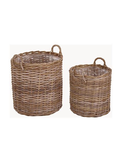 Set 2 Ceste Per Piante In Rattan Indo Westwing