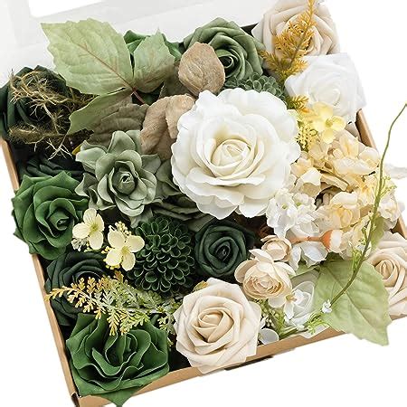 Amazon Ling S Moment Artificial Flowers Shades Of Emerald Tawny