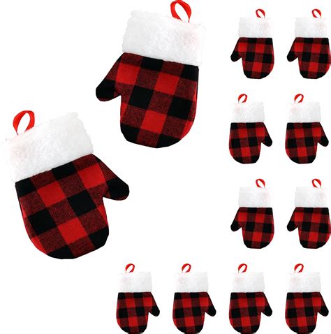 Iconikal Buffalo Plaid Mini Mitten Christmas Stockings Pack Festive