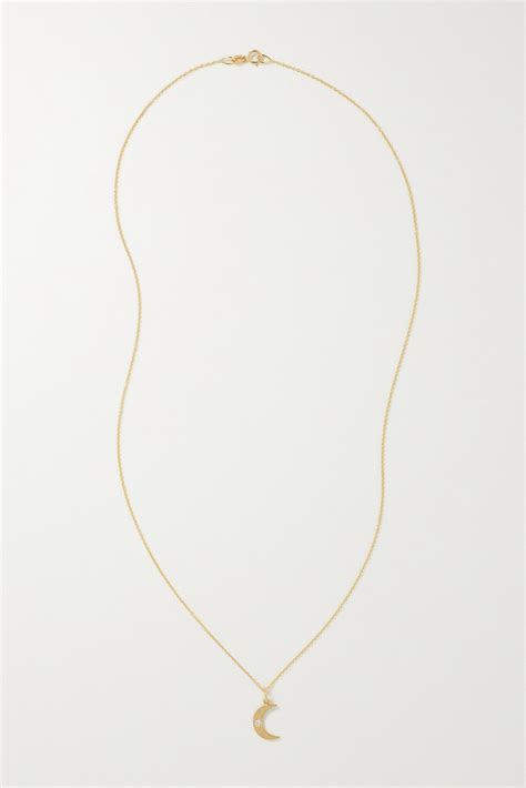 ANDREA FOHRMAN Crescent Moon 18 Karat Gold Diamond Necklace NET A PORTER