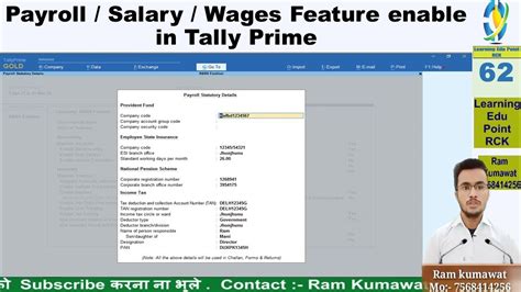 Payroll Feature Enable In Tally Prime Youtube