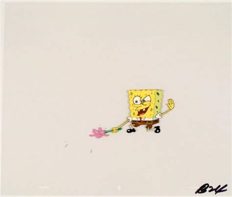 Hitting Flowers Original Spongebob Cel Art Animation