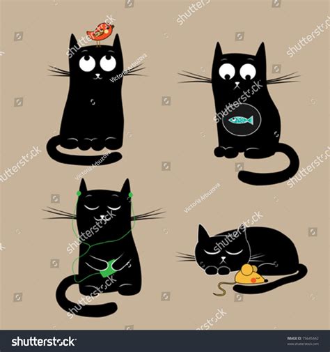 Funny Cats Vector Illustration 75645442 Shutterstock