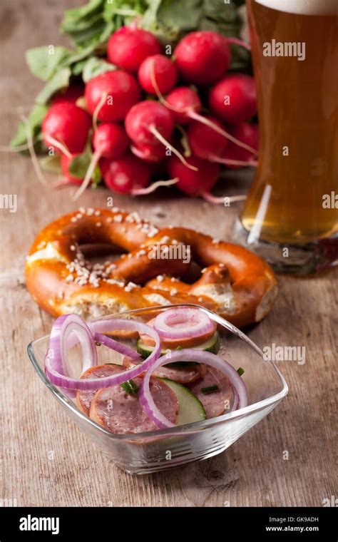 bavarian sausage salad Stock Photo - Alamy