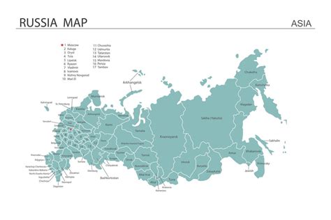 Russia map vector illustration on white background. Map have all ...