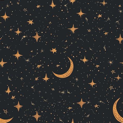 Seamless Pattern Of Starry Night Sky With Twinkling Stars And A