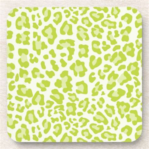 Rainbow Leopard Print Collection Lime Green Beverage Coaster Zazzle