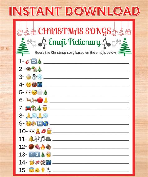 Christmas Emoji Pictionary Christmas Printable Party Games Friendsmas