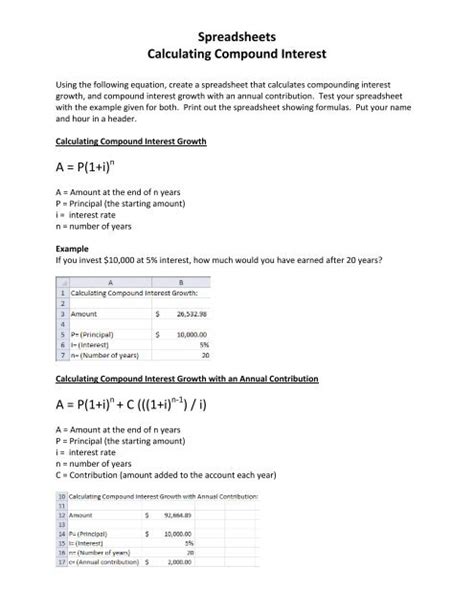 Calculating Compounding Interest Worksheet Worksheets Library