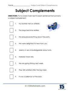 Subject And Object Complements Worksheets Worksheets