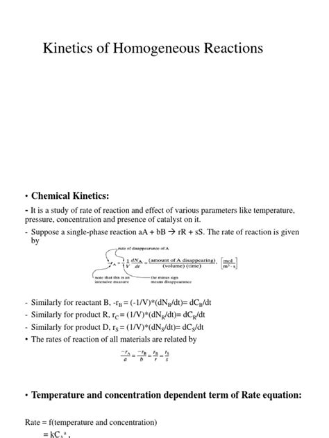 Kinetics of Homogeneous Reactions | PDF | Reaction Rate | Reaction Rate ...