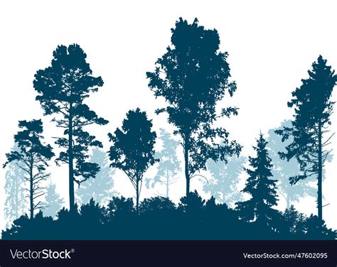 Beautiful landscape silhouette of forest Vector Image