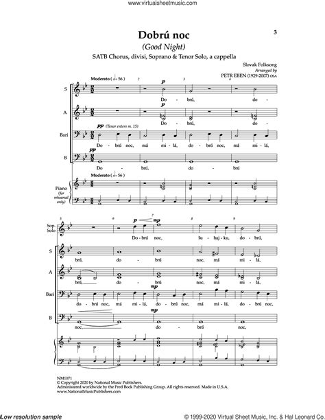 Dobru Noc Good Night Sheet Music For Choir SATB Soprano Alto