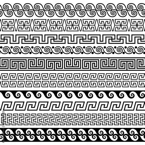 Set Of Brushes To Create The Greek Meander Patterns And Samples Of