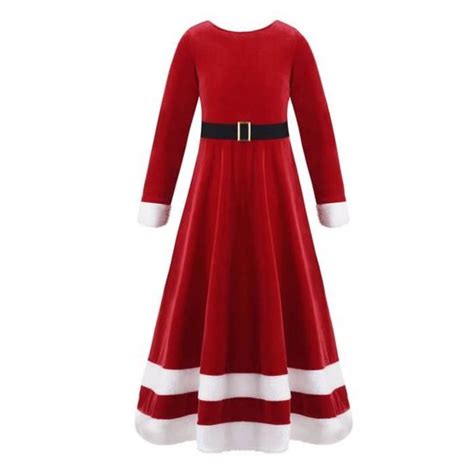 Inlzdz Déguisement Mère Noël Lutin Fille Enfant Robe Noël En Velours