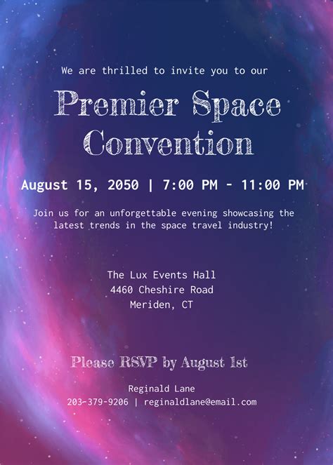 Free Event Space Invitation Template to Edit Online