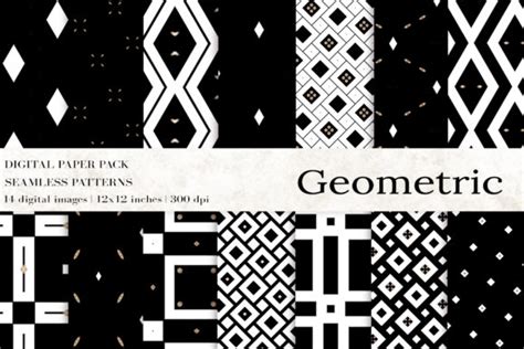 Black White Geometric Digital Papers Graphic By Bonadesigns · Creative