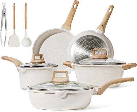 Amazon Carote Pots And Pans Set Pcs White Kitchen Induction