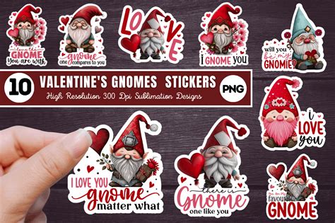 Valentine S Day Gnomes Stickers Bundle Graphic By Regulrcrative · Creative Fabrica