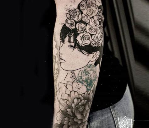 Girl With Roses Tattoo By Koit Tattoo Post