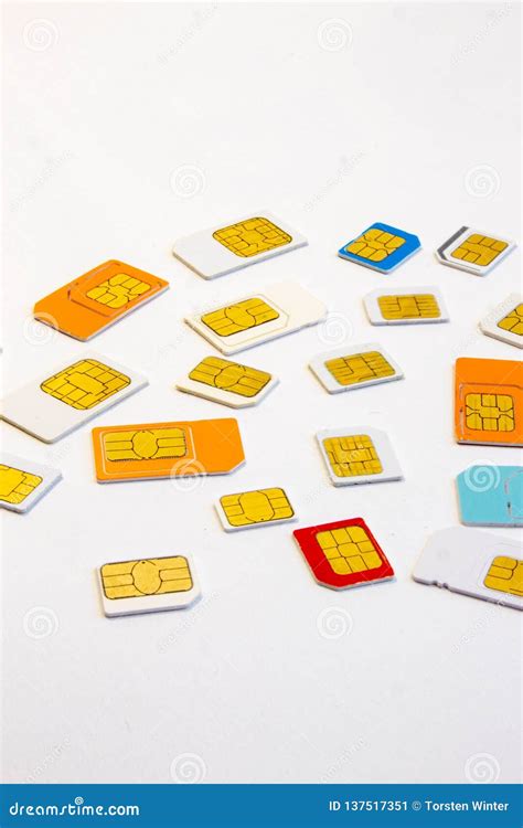 View Of Many Sim Cards Different Formats And Colors Stock Image Image