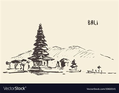 Pura ulun danu bratan hindu temple bali indonesia vector image on ...