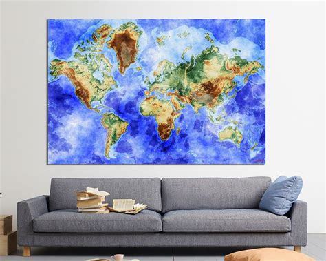 World Map Canvas Print World Map Canvas World Map Large | Etsy