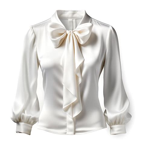 Premium Photo Design Of Blouse Made Of Silk With A Pussy Bow Neckline And A Relaxed Isolated