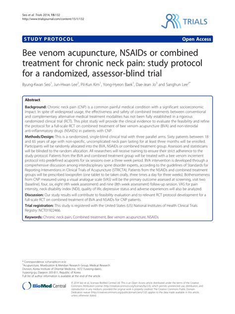 PDF Bee Venom Acupuncture NSAIDs Or Combined Treatment For Chronic