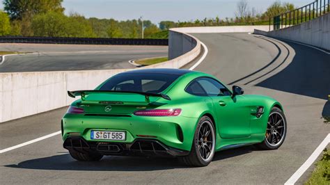 Download Green Mercedes Amg Gt R Car Rear Angle Background