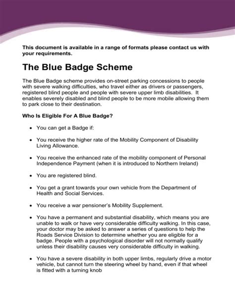 Factsheet On Blue Badge Scheme