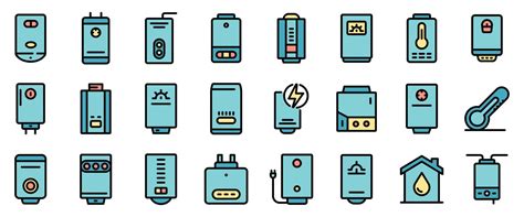 Boiler Icons Set Vector Flat 8490657 Vector Art At Vecteezy