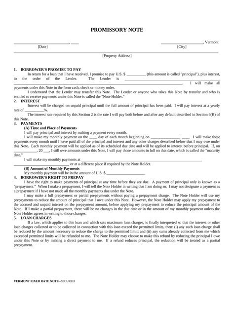 Vermont Promissory Note Fill Out Sign Online Dochub