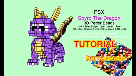 3d Spyro The Dragon Perler Beads Pyssla Hama Beads Tutorial Youtube