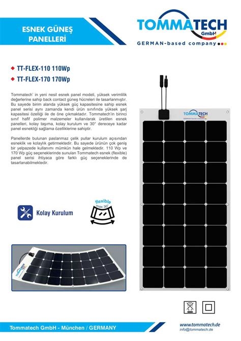 Tommatech 170 Watt Esnek Panel Güneş Enerji Sistemleri