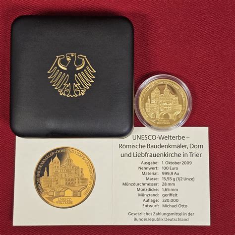 Deutschland BRD 100 Euro Goldmünze 1 2 Unze 2009 A Weltkulturerbe Trier