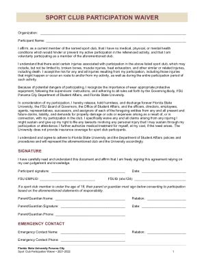 Fillable Online Pc Fsu Club Sports Forms Complete Packet Pdf