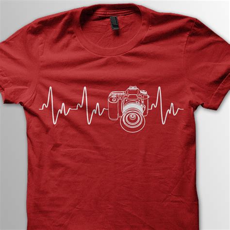 Camera Heartbeat Photography Shirts Mens Tops Branded T Shirts