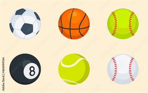 Sports ball color icon set. Vector all sports ball emoji illustration collection Stock Vector ...