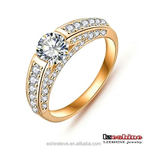 Saudi Women Rings 18 Karat Gold Plated Ring Jewelry Cubic Zirconia