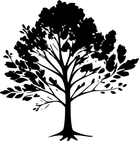 Premium Vector Tree Black And White Vector Illustration