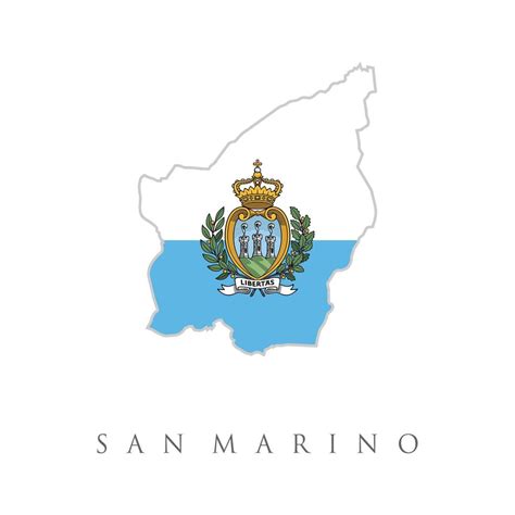 Map Of San Marino With Flag Isolated On White Background Map And