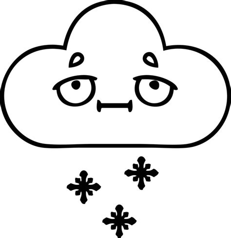 Line Drawing Cartoon Snow Cloud 10543081 Vector Art At Vecteezy