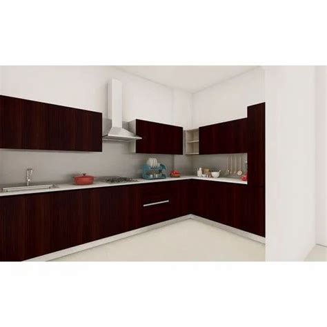 Polished Plywood Brown L Shaped Modular Kitchen In Jaipur Drawer