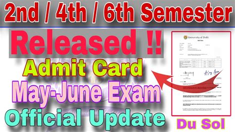 Du Sol Nd Th Th Semester Admit Card Released Sol Admit Card