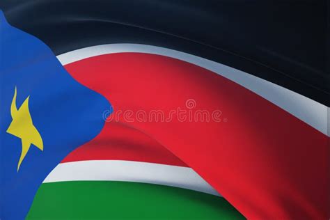 Waving Flags Of The World Flag Of South Sudan Closeup View 3D