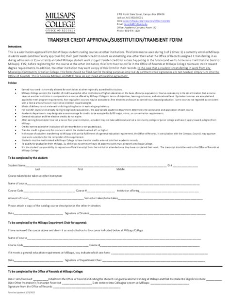 Fillable Online Form Millsaps College Unofficial Transcript Request